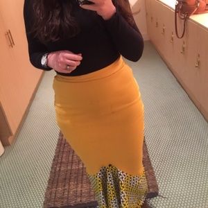 One-of-a-kind bodycon yellow Africa print skirt US size 8 equivalent